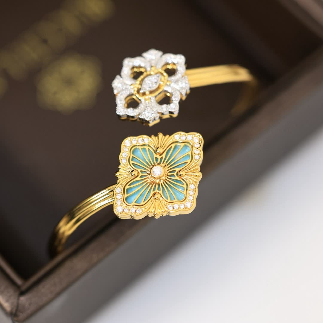 Van Cleef & Arpels Elegant Gold Plated Bracelets with Enamel and Diamond Accents
